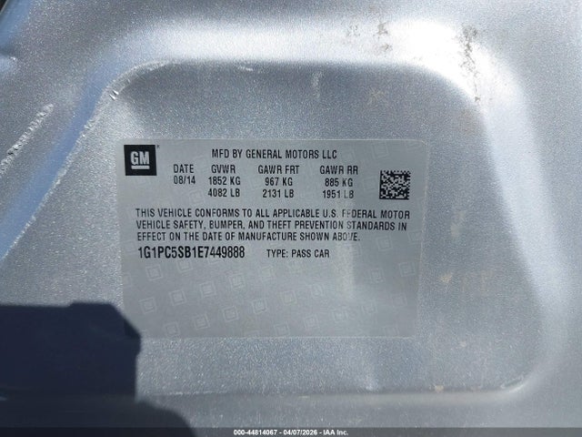 Chevrolet Cruze 1lt Auto 2014 1G1PC5SB1E7449888 Image 9