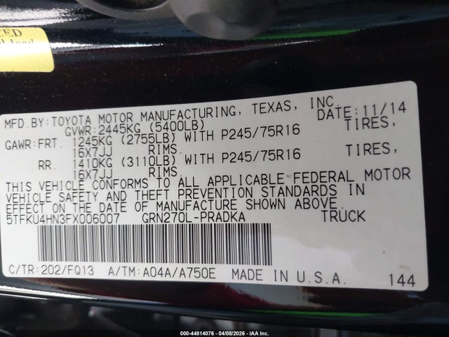5TFKU4HN3FX006007 Toyota Tacoma Prerunner V6