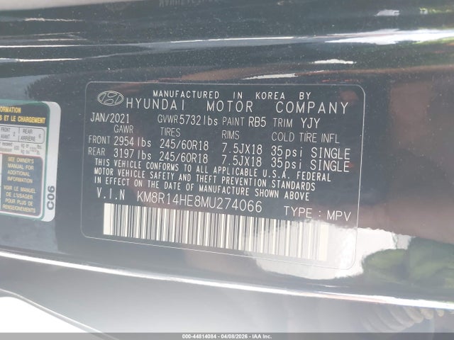 2021 HYUNDAI PALISADE KM8R14HE8MU274066 Photo 8
