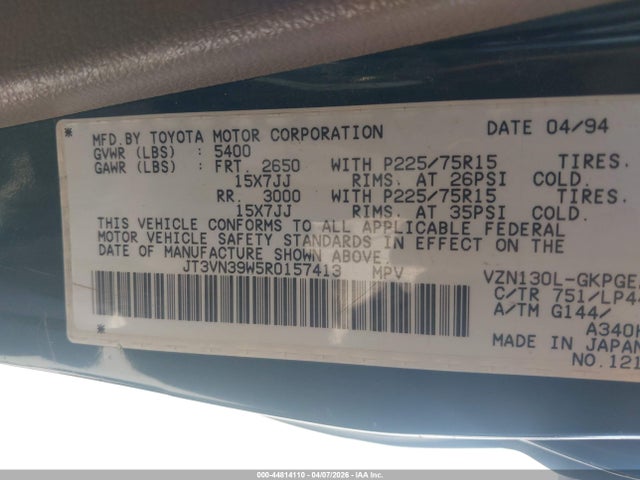 1994 TOYOTA 4RUNNER JT3VN39W5R0157413 Photo 8