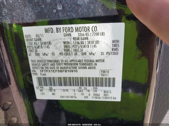 2011 FORD F-150 1FTFX1EF5BFB10910 Photo 8