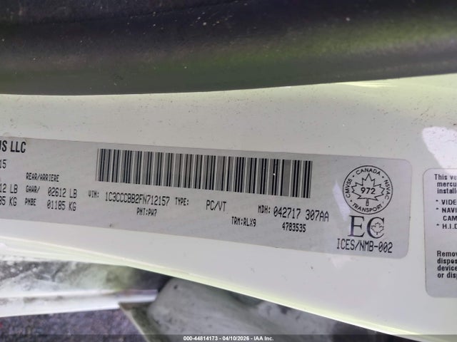 Продажа на аукционе авто 2015 Chrysler 200 S, vin: 1C3CCCBB2FN712157, номер лота: 44814173