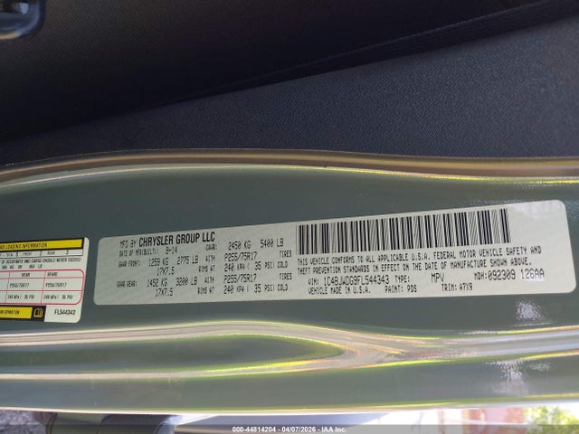 1C4BJWDG9FL544343 Jeep Wrangler Unlimited Sport