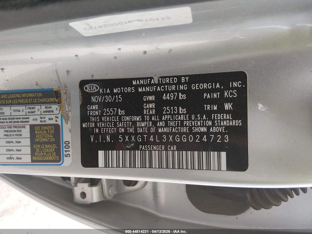 5XXGT4L3XGG024723 KIA Optima Lx