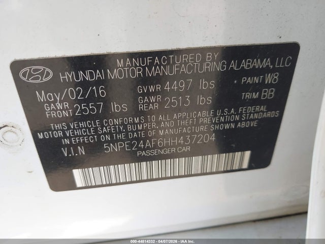 Hyundai SONATA SE 2017 5NPE24AF6HH437204 Image 9