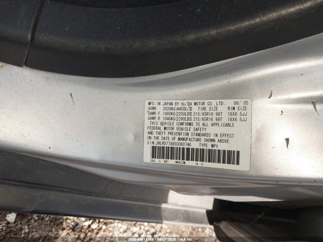 2005 HONDA CR-V JHLRD77885C060746 Photo 8