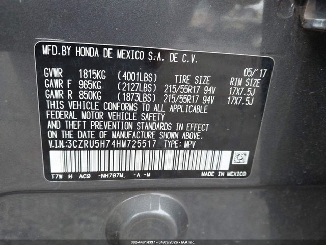 2017 HONDA HR-V 3CZRU5H74HM725517 Photo 8