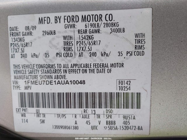 2010 FORD EXPLORER 1FMEU7DE1AUA10048 Photo 8