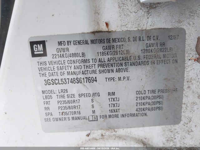 2008 SATURN VUE 3GSCL53748S617694 Photo 8
