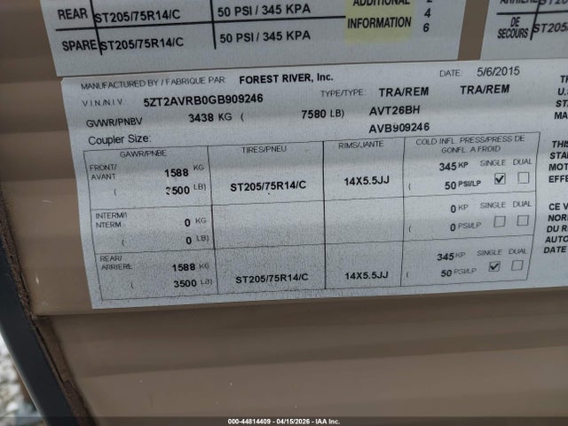 Forest River Other 2016 5ZT2AVRB0GB909246 Image 9