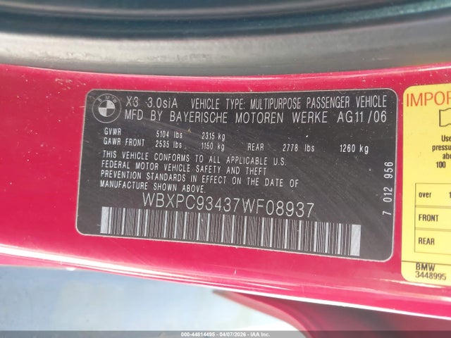 2007 BMW X3 WBXPC93437WF08937 Photo 8