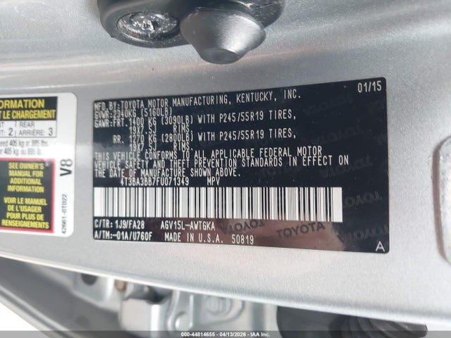 Toyota VENZA LE 2015 4T3BA3BB7FU071349 Image 9