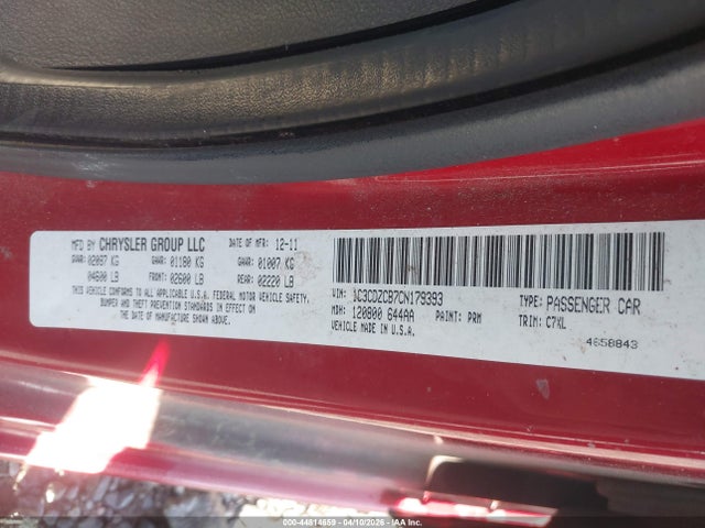 Продаж на аукціоні авто 2012 Dodge Avenger Sxt, vin: 1C3CDZCB7CN179393, номер лоту: 44814659