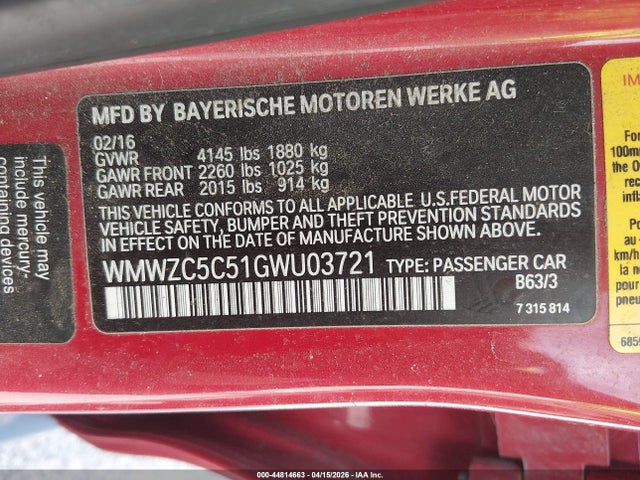 WMWZC5C51GWU03721 Mini Countryman Cooper S