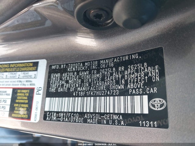 Продаж на аукціоні авто 2017 Toyota Camry Le, vin: 4T1BF1FK7HU274723, номер лоту: 44814683
