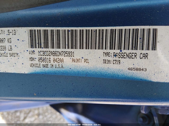 Aukcja sprzedaży 2013 Dodge Avenger Se, vin: 1C3CDZAB6DN725931, numer aukcji: 44814706