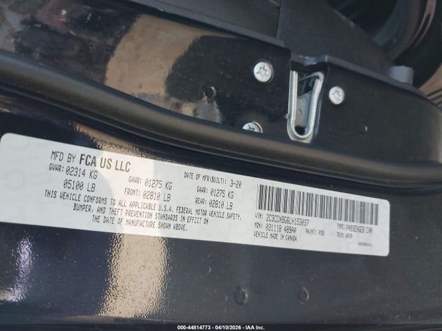 44814773 :رقم المزاد ، 2C3CDXBG6LH153037 vin ، 2020 Dodge Charger Sxt Rwd مزاد بيع