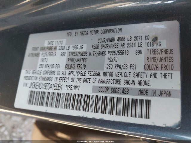 Продажа на аукционе авто 2014 Mazda Cx-5 Grand Touring, vin: JM3KE4DY8E0415051, номер лота: 44814781