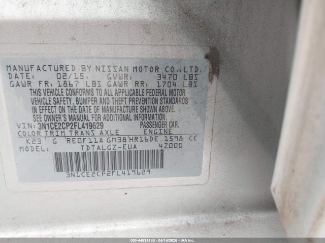 Nissan Versa Note Sr 2015 3N1CE2CP2FL419629 Image 9