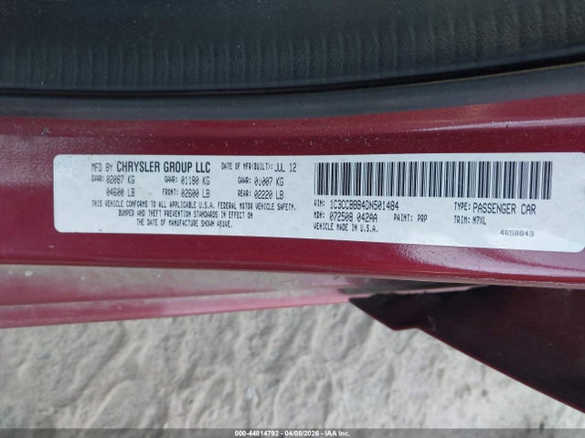 Aukcja sprzedaży 2013 Chrysler 200 Touring, vin: 1C3CCBBB4DN501484, numer aukcji: 44814792