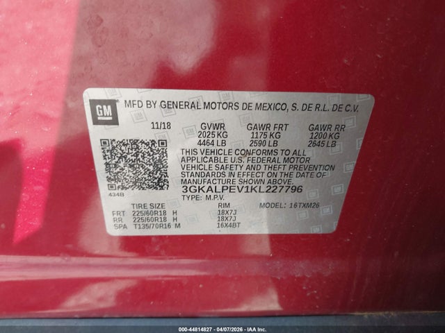 3GKALPEV1KL227796 GMC Terrain Slt