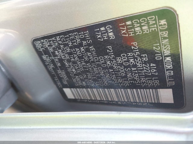 Aukcja sprzedaży 2011 Nissan Juke Sv, vin: JN8AF5MV7BT013615, numer aukcji: 44814890