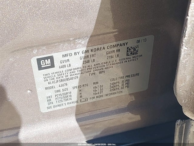 Aukcja sprzedaży 2014 Buick Encore Convenience, vin: KL4CJFSB6EB540129, numer aukcji: 44814897
