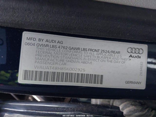 Aukcja sprzedaży 2005 Audi A4 3.0, vin: WAUAT48H85K002925, numer aukcji: 44814922