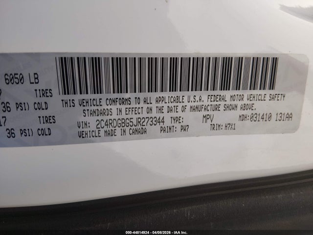 2018 DODGE GRAND CARAVAN 2C4RDGBG5JR273344 Photo 8