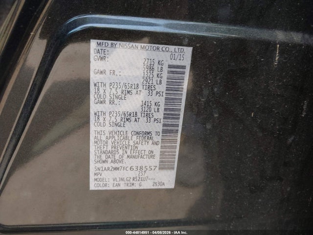 5N1AR2MM7FC638557 Nissan Pathfinder Sl