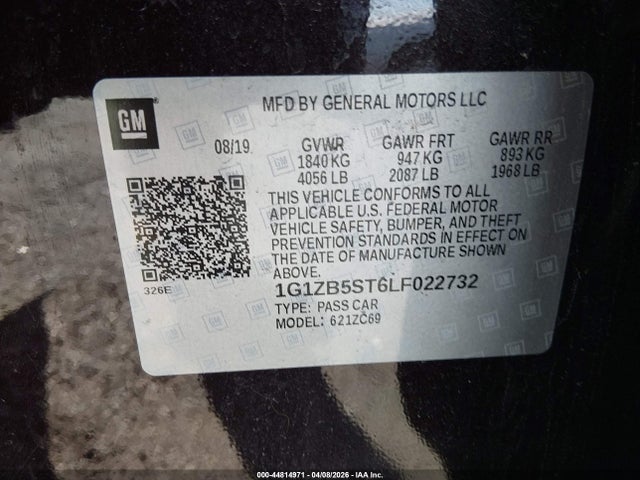 Продажа на аукционе авто 2020 Chevrolet Malibu Fwd Ls, vin: 1G1ZB5ST6LF022732, номер лота: 44814971