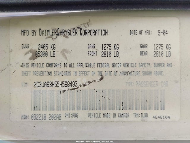 2005 CHRYSLER 300C 2C3JA63H55H568497 Photo 8
