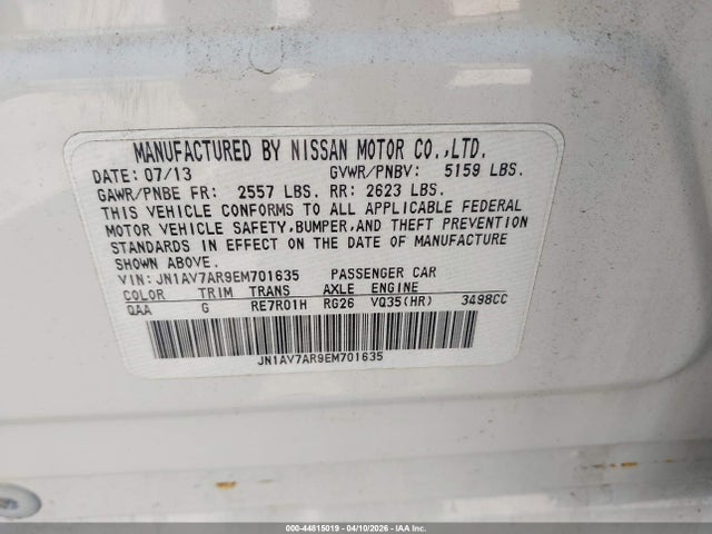 2014 Infiniti Q50 Hybrid Premium მანქანა იყიდება აუქციონზე, vin: JN1AV7AR9EM701635, აუქციონის ნომერი: 44815019