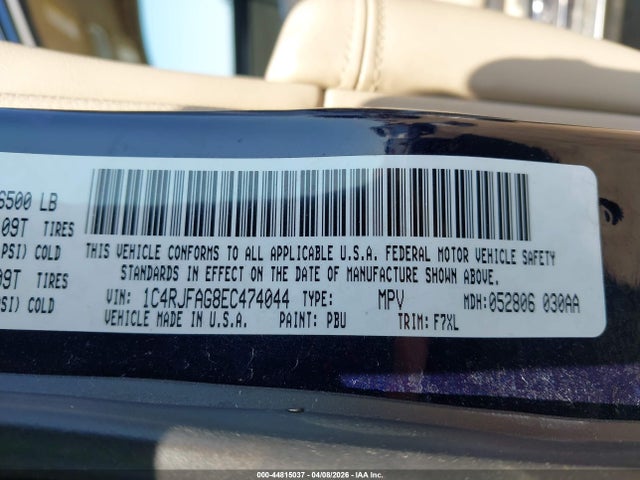 44815037 :رقم المزاد ، 1C4RJFAG8EC474044 vin ، 2014 Jeep Grand Cherokee Laredo مزاد بيع