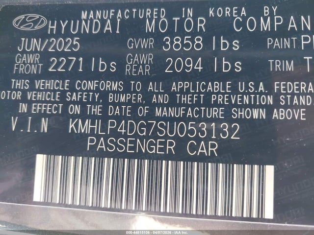 KMHLP4DG7SU053132 Hyundai Elantra Limited