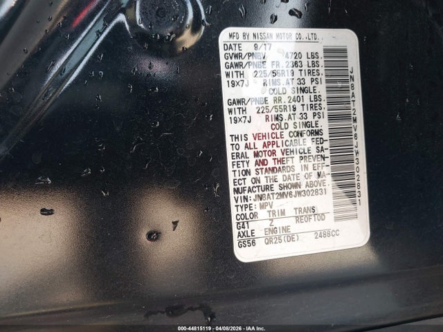 Aukcja sprzedaży 2018 Nissan Rogue Sl, vin: JN8AT2MV6JW302831, numer aukcji: 44815119