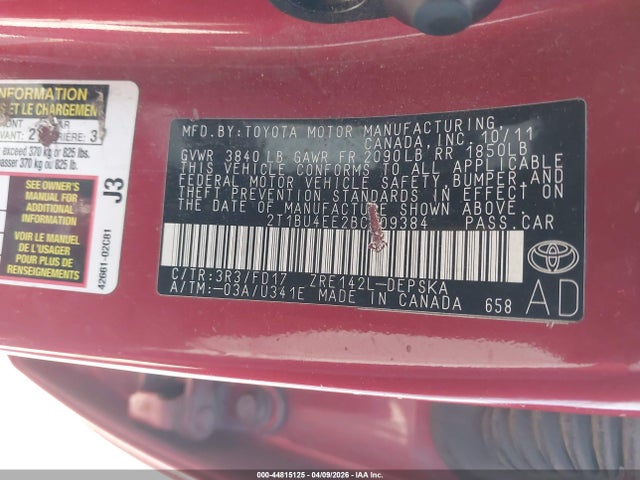 2011 TOYOTA COROLLA 2T1BU4EE2BC709384 Photo 8