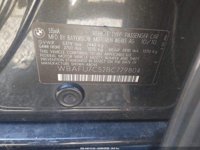 2011 BMW 535I WBAFU7C52BC779804 Photo 8