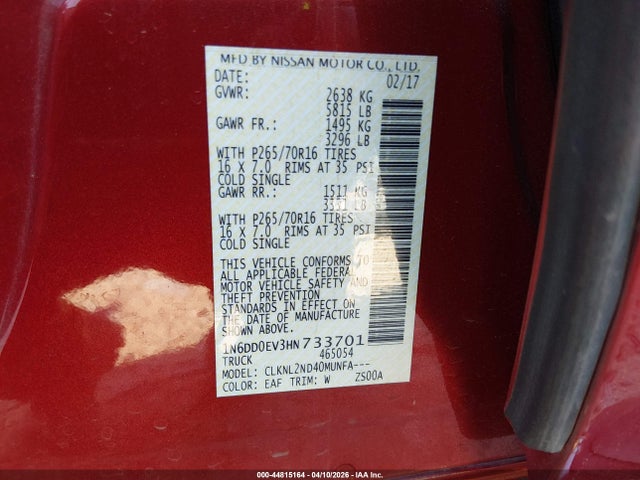 Aukcja sprzedaży 2017 Nissan Frontier Sv, vin: 1N6DD0EV3HN733701, numer aukcji: 44815164