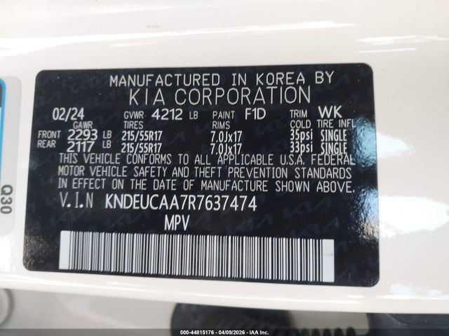 Продажа на аукционе авто 2024 Kia Seltos S, vin: KNDEUCAA7R7637474, номер лота: 44815176