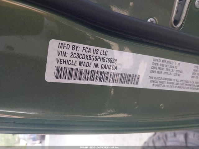 2023 Dodge Charger Sxt მანქანა იყიდება აუქციონზე, vin: 2C3CDXBG6PH516538, აუქციონის ნომერი: 44815192