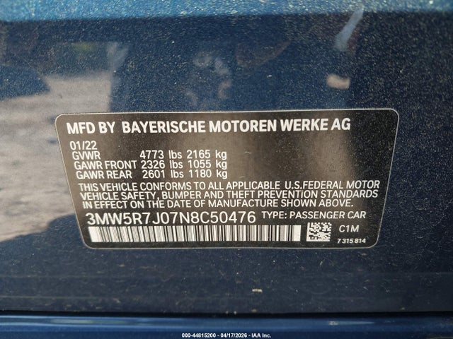 BMW 330i Xdrive 2022 3MW5R7J07N8C50476 Image 9