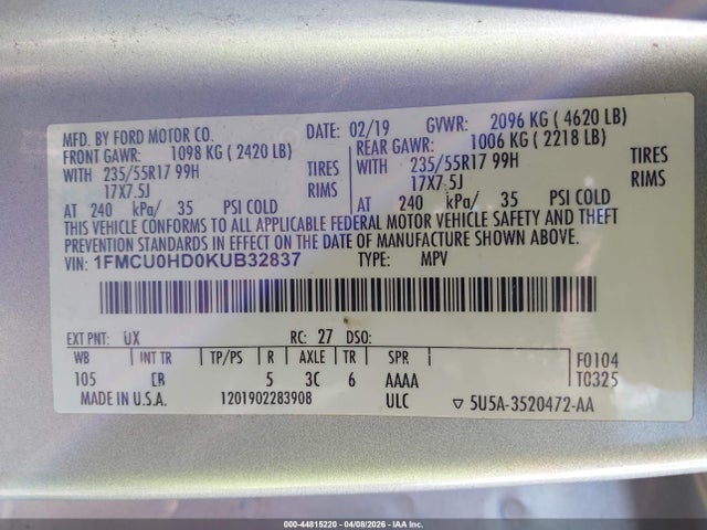 2019 FORD ESCAPE 1FMCU0HD0KUB32837 Photo 8