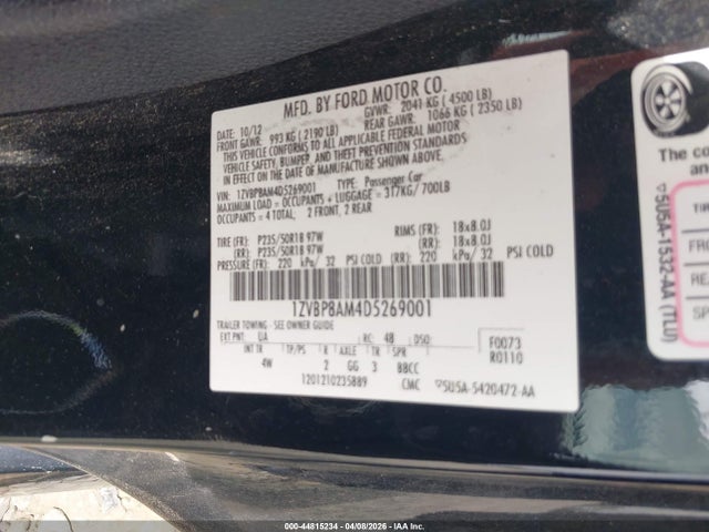 Aukcja sprzedaży 2013 Ford Mustang V6 Premium, vin: 1ZVBP8AM4D5269001, numer aukcji: 44815234