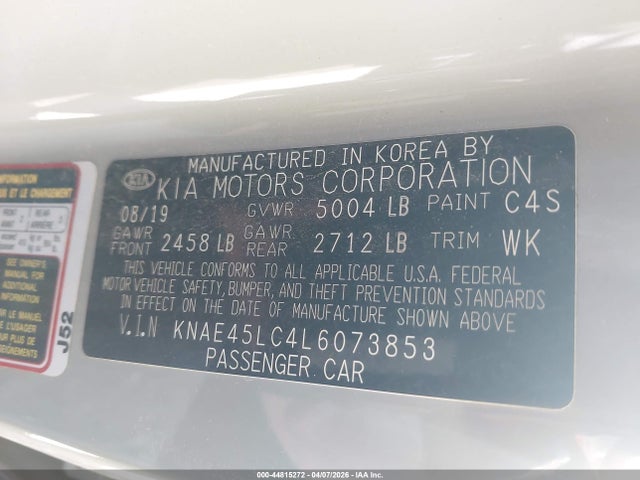 2020 Kia Stinger Gt1 მანქანა იყიდება აუქციონზე, vin: KNAE45LC4L6073853, აუქციონის ნომერი: 44815272
