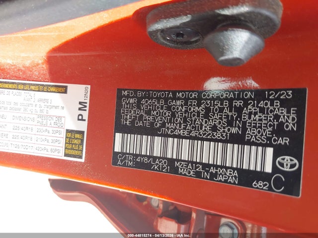 Aukcja sprzedaży 2024 Toyota Corolla Xse, vin: JTNC4MBE4R3223831, numer aukcji: 44815274