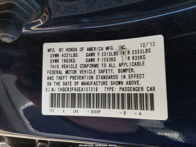 1HGCR2F85EA107219 Honda Accord Ex-l