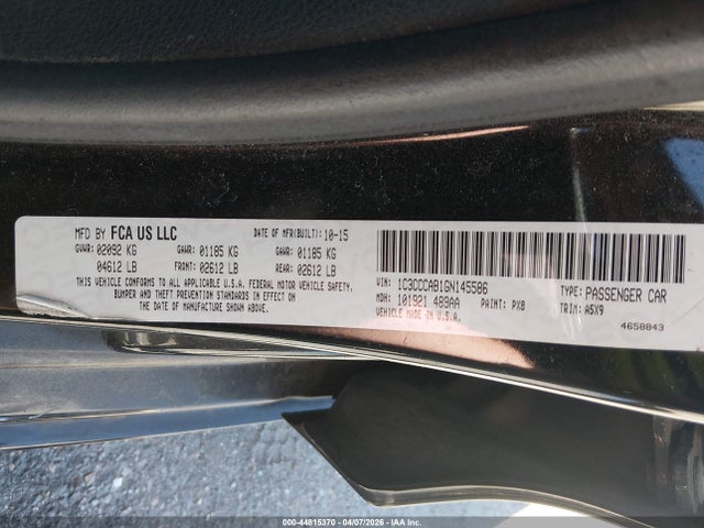 44815370 :رقم المزاد ، 1C3CCCAB1GN145586 vin ، 2016 Chrysler 200 Limited مزاد بيع