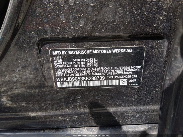 Aukcja sprzedaży 2019 Bmw M550i Xdrive, vin: WBAJB9C53KB288739, numer aukcji: 44815390