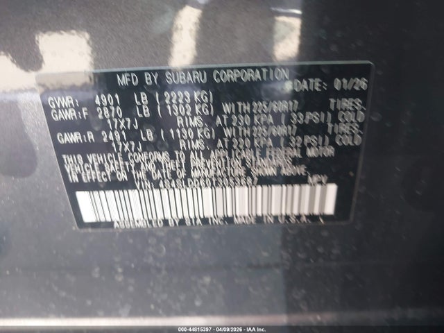 44815397 :رقم المزاد ، 4S4SLDD60T3053687 vin ، 2026 Subaru Forester Premium مزاد بيع